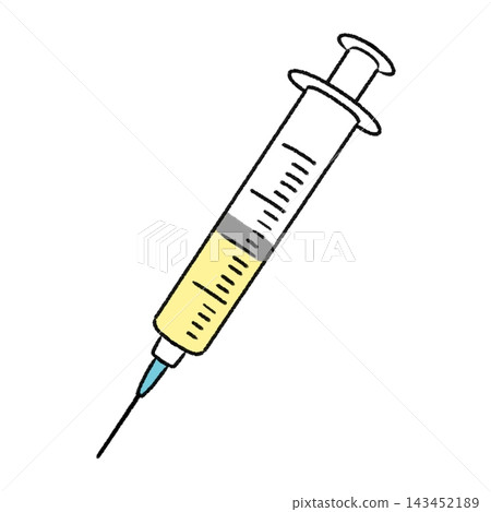 一幅簡單可愛的注射器插圖。 143452189