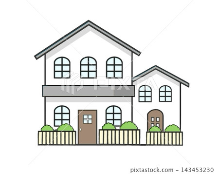 Illustration of a stylish two-story house Illustration of a stylish two-story house 143453230