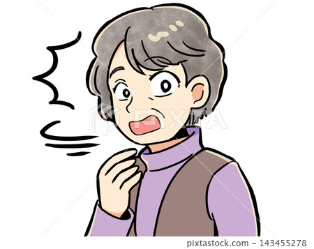 一位老婦人驚訝地轉過身。 一位老婦人驚訝地轉過身。 143455278