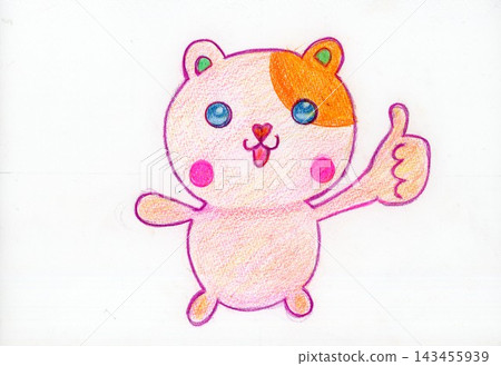 可愛的吉祥物偶像彩色鉛筆插畫 可愛的吉祥物偶像彩色鉛筆插畫 143455939