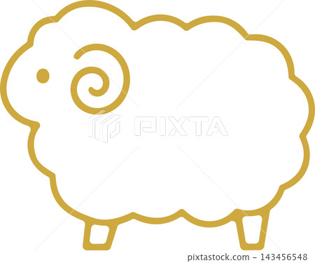 Cute golden sheep vector illustration, Chinese zodiac, sheep Cute golden sheep vector illustration, Chinese zodiac, sheep 143456548