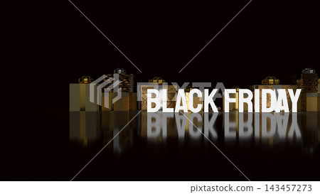 Black Friday Sale with Elegant Gold Gift Boxes 3d render. Black Friday Sale with Elegant Gold Gift Boxes 3d render. 143457273