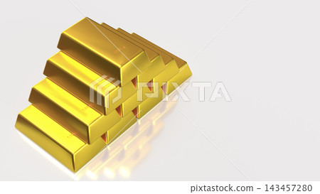 Stacked Gold Bullion Bars on a Reflective White Background 3d render. Stacked Gold Bullion Bars on a Reflective White Background 3d render. 143457280