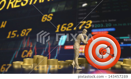 Businessman Planning Financial Target Strategy 3d render. Businessman Planning Financial Target Strategy 3d render. 143457289