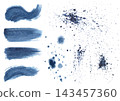 Set of blue watercolor strokes and splashes 143457360