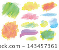A set of 12 materials with layered, colorful watercolor paints. 143457361