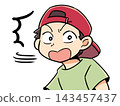 An illustration of a boy turning around in surprise. 143457437