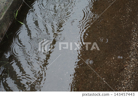 雨水在路邊的水窪裡泛起漣漪 雨水在路邊的水窪裡泛起漣漪 143457443