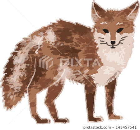 Full-color side view illustration of a fox, a pest animal, in a hand-drawn, stylized style (fox, crop damage, bird and animal damage, pest control, people) Full-color side view illustration of a fox, a pest animal, in a hand-drawn, stylized style (fox, crop damage, bird and animal damage, pest control, people) 143457541