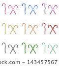 Colorful Candy Cane 9-Color Variation Set (3D Rendering) 143457567