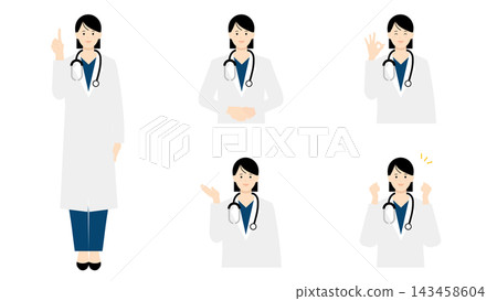 Set of doctor figures wearing white coats Set of doctor figures wearing white coats 143458604