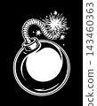 Round Bomb with Burning Fuse Vector Line Art 143460363