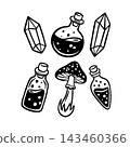 Witchcraft Magic Potion Bottles Crystals Mushroom Set 143460366