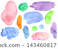 <Vector Material> Watercolor-style bleeding and coloring material set (colorful) 143460817
