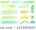 <Vector Material> Watercolor-style line and band material set (green tones) 143460820