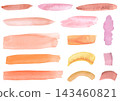 <Vector Material> Watercolor-style line and band material set (warm colors) 143460821