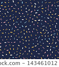Seamless confetti pattern in navy blue with gold and pink accents. 143461012