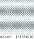A seamless Japanese wave pattern with indigo lines on a white background. 143461030