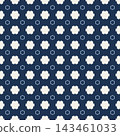 Seamless Japanese pattern of snowflakes in indigo blue with white and light blue 143461033