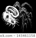Scary, frightening monster illustration - Spider Face (with background) 143461158
