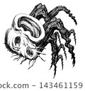 Scary, frightening monster illustration - Spider Face (no background) 143461159
