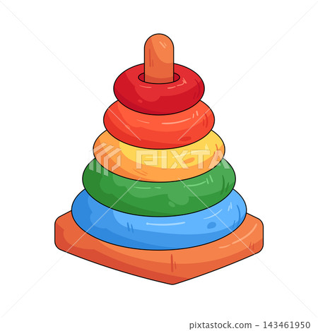 Illustration of colorful stacking ring toy Illustration of colorful stacking ring toy 143461950