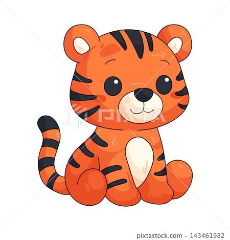 Illustration of cute toy tiger 143461982