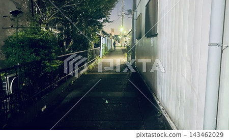 埼玉縣小川町的一條住宅小巷夜景 埼玉縣小川町的一條住宅小巷夜景 143462029