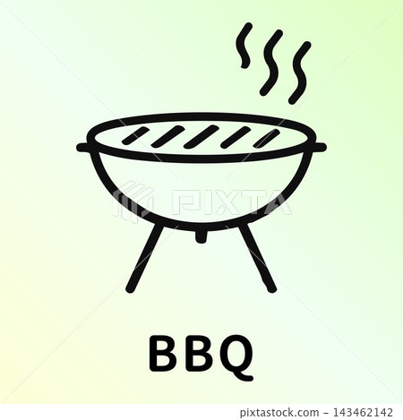 BBQ/barbecue grill and steam icon pictogram and text BBQ/barbecue grill and steam icon pictogram and text 143462142