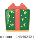 Vector illustration of an icing cookie in the shape of a gift box with a red ribbon. 143462421