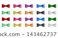 Colorful bow ribbon set of 10 colors and 2 textures, 3D rendering. 143462737