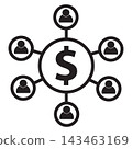Crowdfunding icon. Crowdfunding Campaign sign. network line symbol. flat style. 143463169