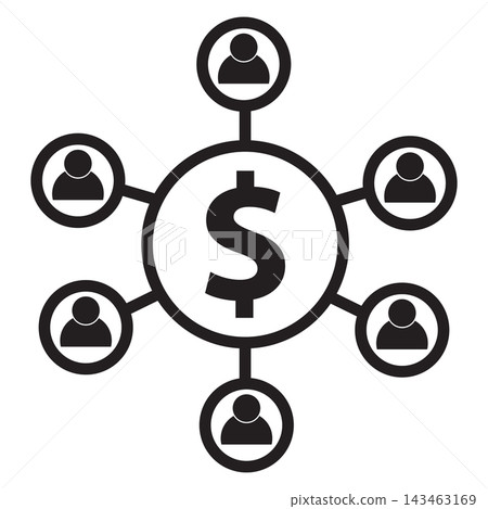Crowdfunding icon. Crowdfunding Campaign sign. network line symbol. flat style. 143463169