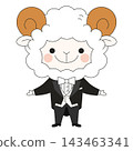 A cute sheep smiling in a tuxedo (vector illustration) 143463341