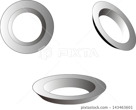 Set of illustrations of silver rings and metal parts 143463601