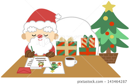 Christmas icon illustration of Santa Claus writing a letter Christmas icon illustration of Santa Claus writing a letter 143464287