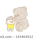 An illustration of a bear stroking a child's head. 143464912