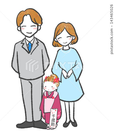 Family photo shoot to celebrate a 3-year-old's Shichi-Go-San celebration. 143465026