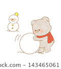 Illustration of a bear making a snowman 143465061