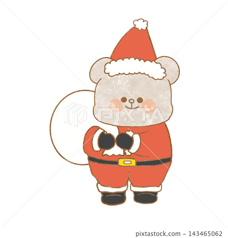 一隻穿著聖誕老人服裝的熊的插圖 143465062