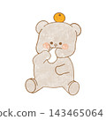 An illustration of a bear eating mochi (rice cake). 143465064