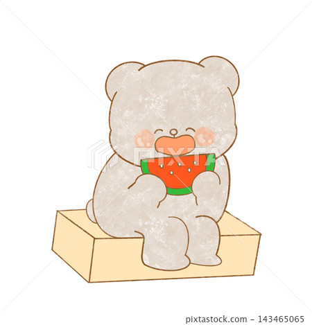Illustration of a bear eating watermelon Illustration of a bear eating watermelon 143465065