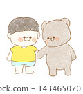 An illustration of a bear holding a child's hand. 143465070