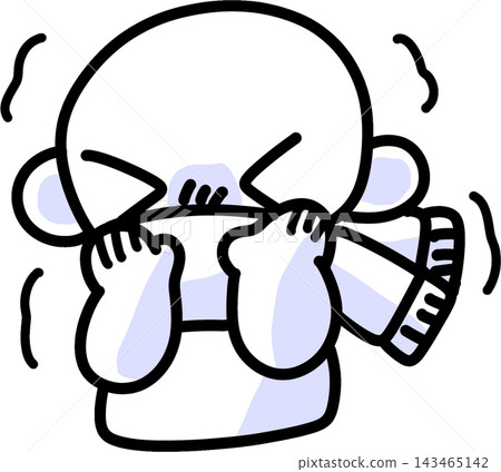 A cute illustration of a person wearing a scarf and feeling cold. A cute illustration of a person wearing a scarf and feeling cold. 143465142