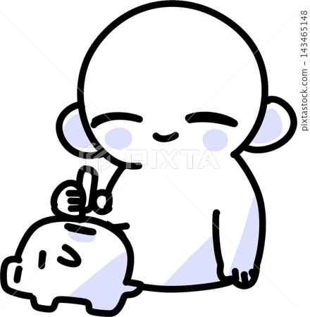 A cute illustration of someone putting money into a piggy bank. A cute illustration of someone putting money into a piggy bank. 143465148