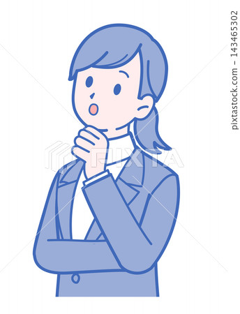 Looking diagonally upwards, questioning, thinking, woman, suit Looking diagonally upwards, questioning, thinking, woman, suit 143465302