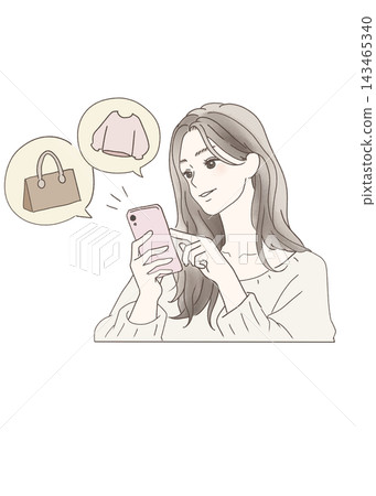 A woman shopping online on her smartphone 143465340