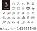 A simple black and white monochrome icon set for money and finance (savings, cashless payments, investment, asset management). 143465549