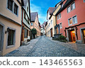 The streets of Rothenburg, a famous medieval tourist town in Bavaria, Germany. 143465563