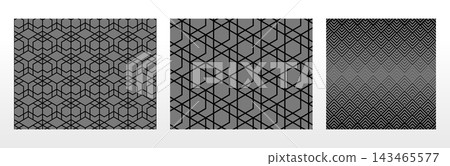 Geometric set of seamless black and gray patterns. Simple vector graphics 143465577